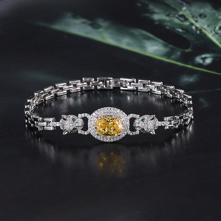 jewelry leopard vintage bracelet high carbon diamond ice flower cut bracelet bracelet hand jewelry women main stone 8*10