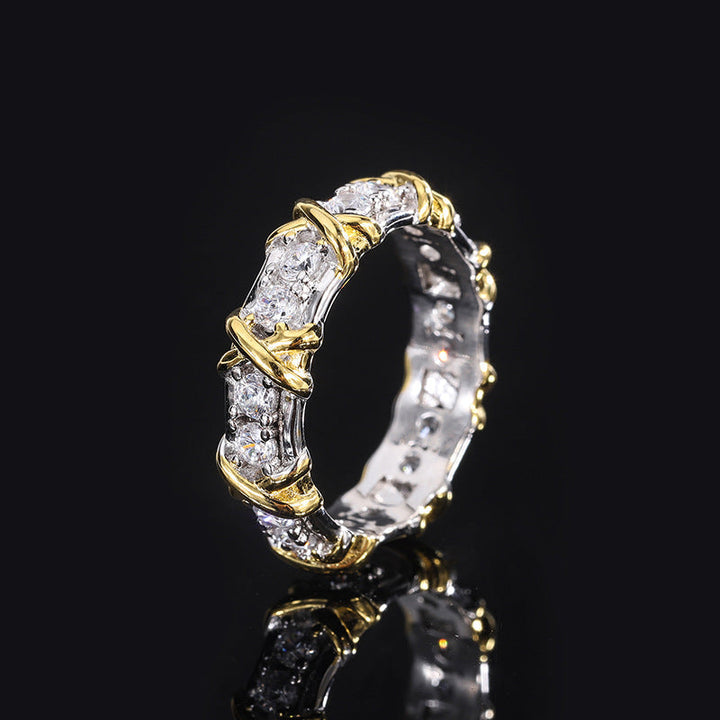 Jewelry new XO ring S925 silver body color separation plating row ring women's high-grade texture with diamonds