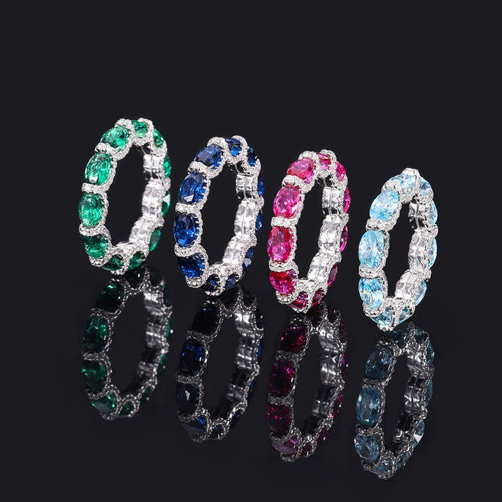 jewelry new aquamarine ring S925 silver ring colorful style Women's high quality texture 4*6 setting wheel ring