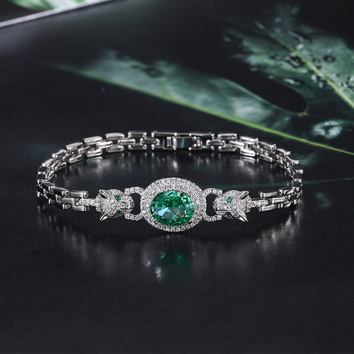 jewelry leopard vintage bracelet high carbon diamond ice flower cut bracelet bracelet hand jewelry women main stone 8*10