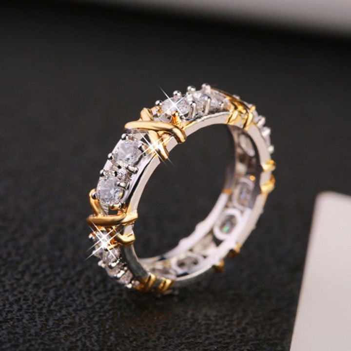 Jewelry new XO ring S925 silver body color separation plating row ring women's high-grade texture with diamonds