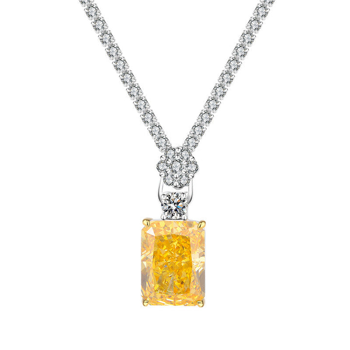jewelry high carbon square box necklace S925 silver temperament luxury models 2025 distinctive