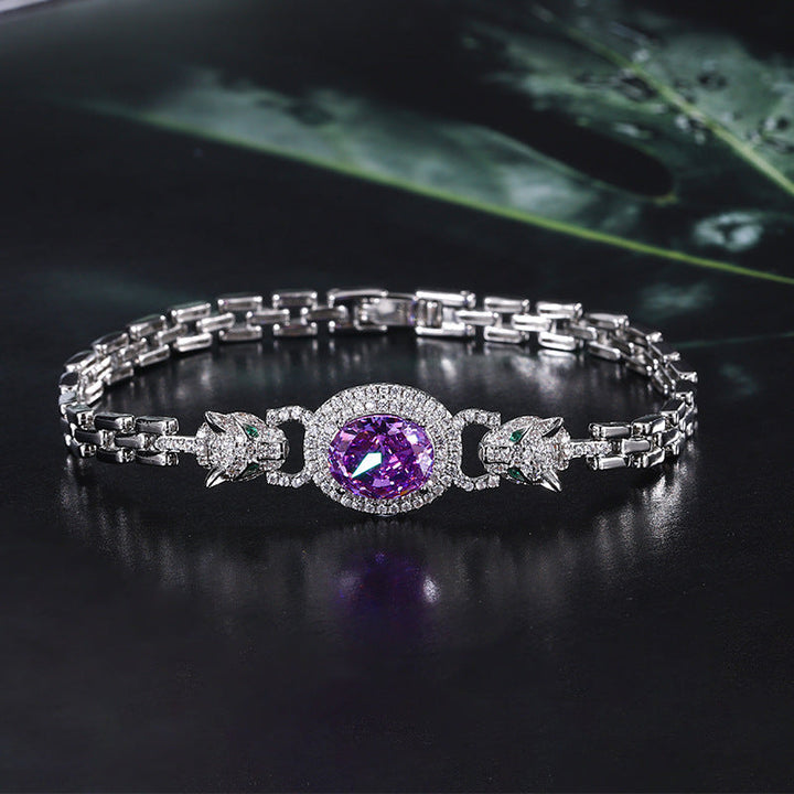 jewelry leopard vintage bracelet high carbon diamond ice flower cut bracelet bracelet hand jewelry women main stone 8*10