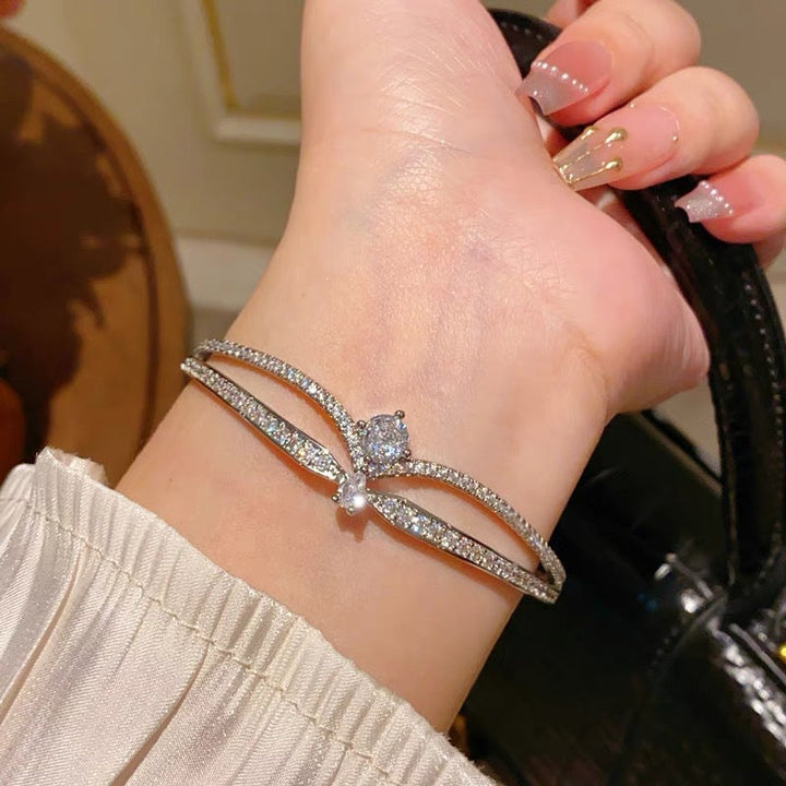jewelry Brilliant square diamond gemstone bracelet 18k gold plated eight hearts and arrows jewelry crown zircon bracelet flash diamond ring