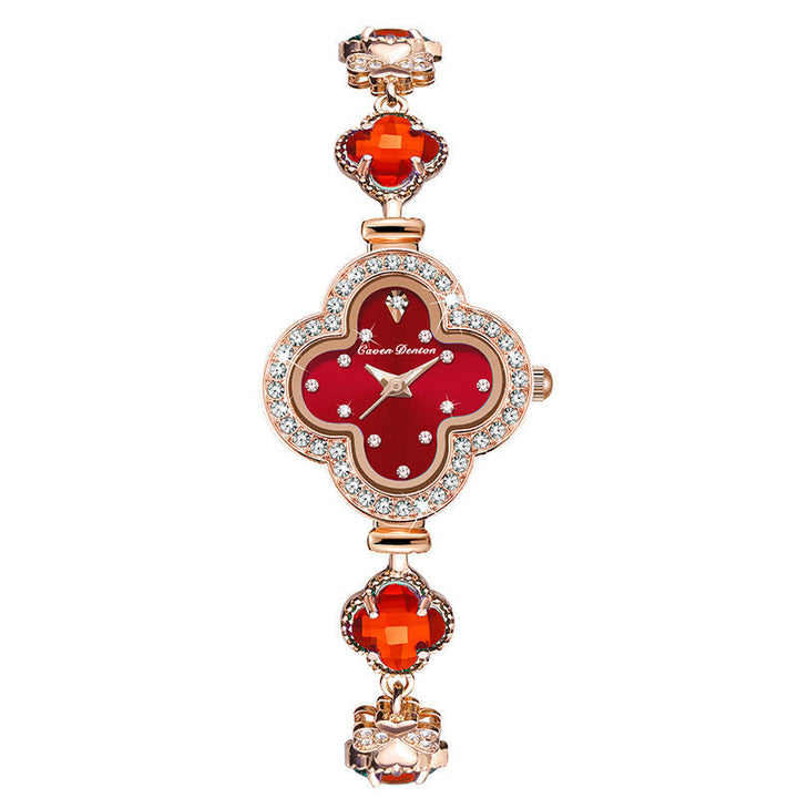  jewelry Fashion four-leaf clover decorated ladies watch Trendy decorated quartz bracelet ladies personalized wristwatch
