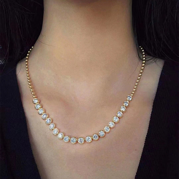 jewelry Bubble necklace new S925 silver gold-plated bubble models zirconia necklace female temperament