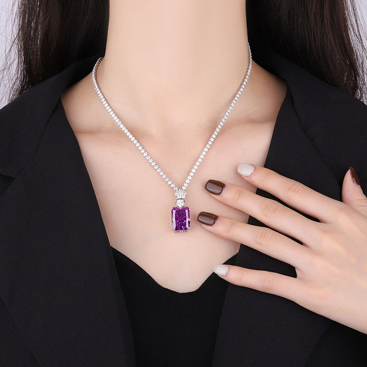 jewelry high carbon square box necklace S925 silver temperament luxury models 2025 distinctive