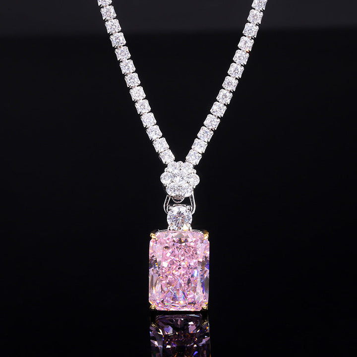 jewelry high carbon square box necklace S925 silver temperament luxury models 2025 distinctive