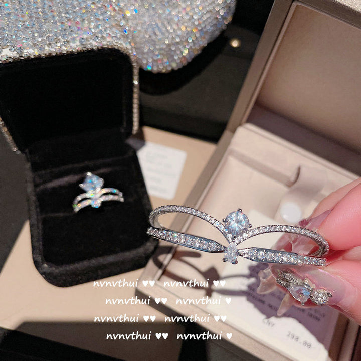 jewelry Brilliant square diamond gemstone bracelet 18k gold plated eight hearts and arrows jewelry crown zircon bracelet flash diamond ring