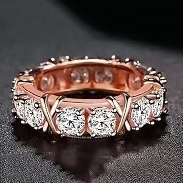 Jewelry new XO ring S925 silver body color separation plating row ring women's high-grade texture with diamonds