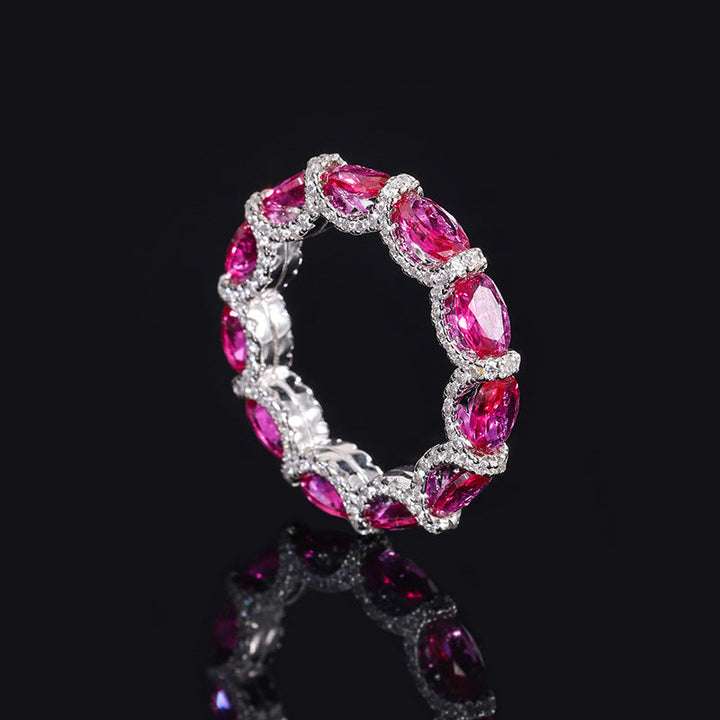 jewelry new aquamarine ring S925 silver ring colorful style Women's high quality texture 4*6 setting wheel ring