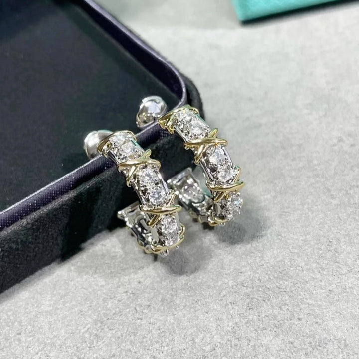 Jewelry new XO ring S925 silver body color separation plating row ring women's high-grade texture with diamonds