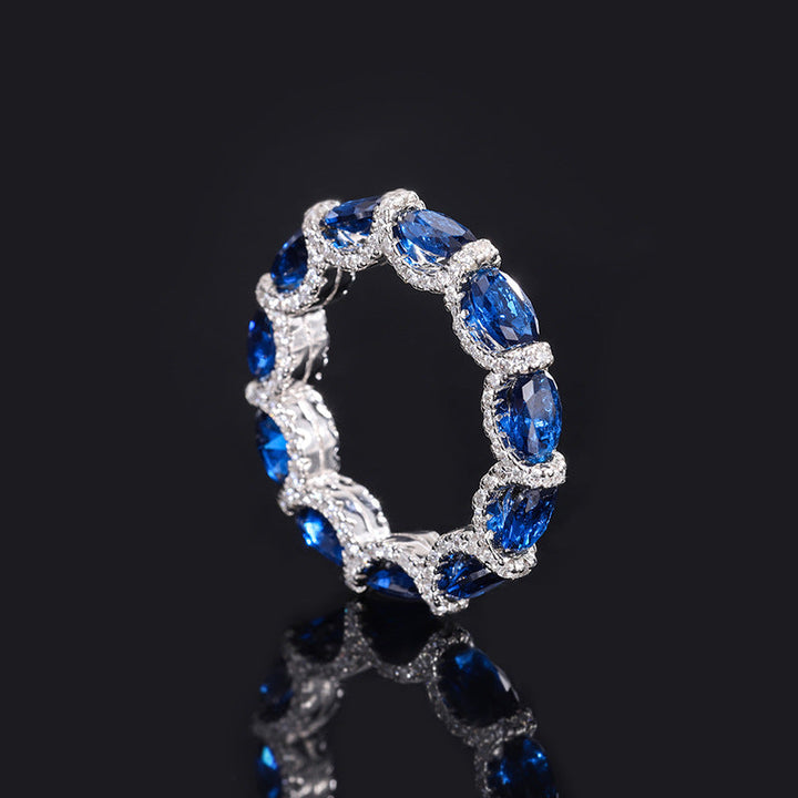 jewelry new aquamarine ring S925 silver ring colorful style Women's high quality texture 4*6 setting wheel ring