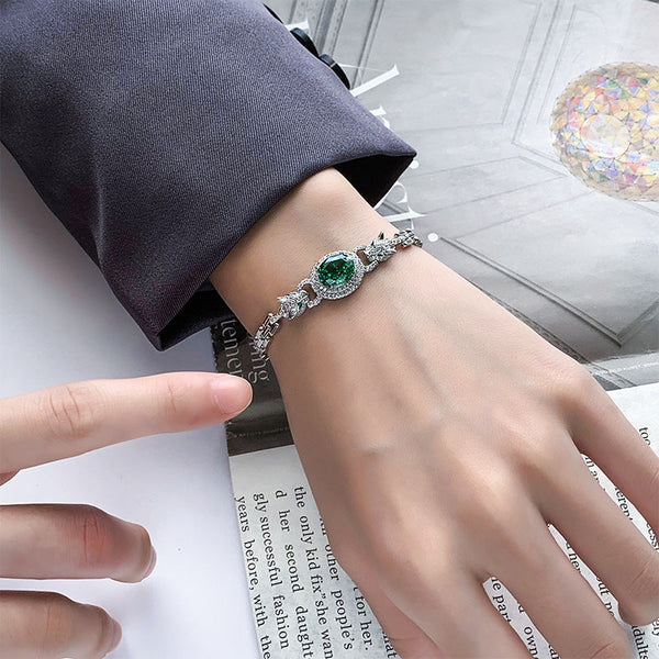 jewelry leopard vintage bracelet high carbon diamond ice flower cut bracelet bracelet hand jewelry women main stone 8*10