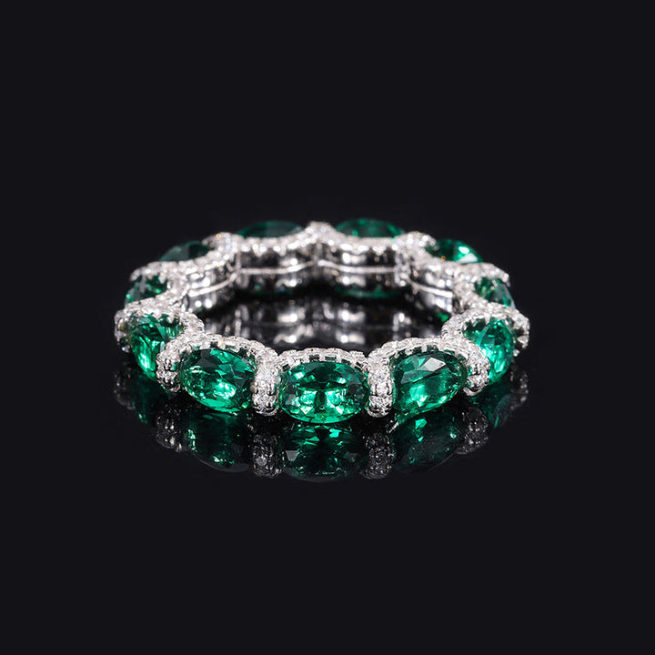 jewelry new aquamarine ring S925 silver ring colorful style Women's high quality texture 4*6 setting wheel ring