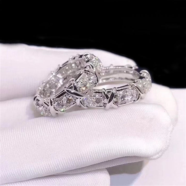 Jewelry new XO ring S925 silver body color separation plating row ring women's high-grade texture with diamonds