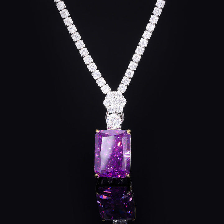 jewelry high carbon square box necklace S925 silver temperament luxury models 2025 distinctive