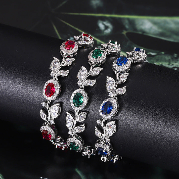 jewelry Retro flower bracelet full of diamonds shining temperament luxury models 2025 distinctive