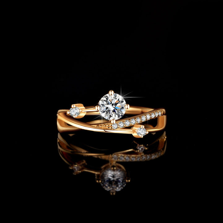 Jewelry New Star Trail Ring S925 Silver Moissan Diamond Star Trail Style Women's High Quality Texture One Carat Cross Vineman Trends