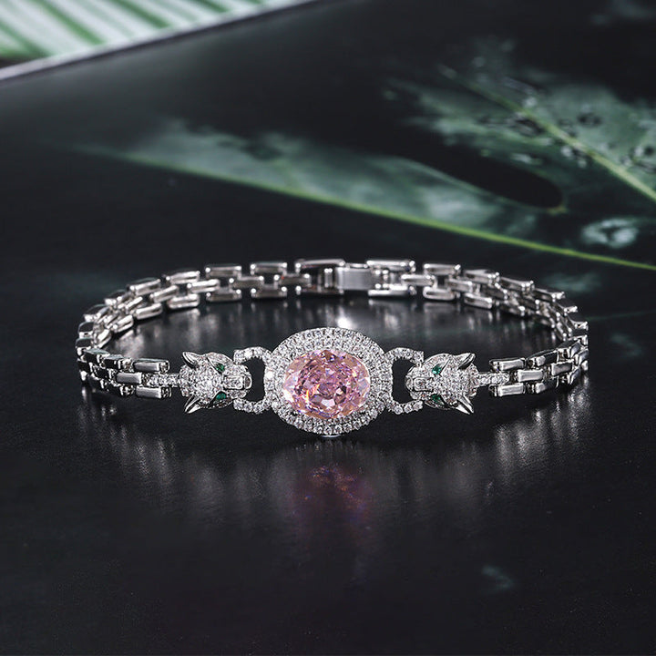 jewelry leopard vintage bracelet high carbon diamond ice flower cut bracelet bracelet hand jewelry women main stone 8*10