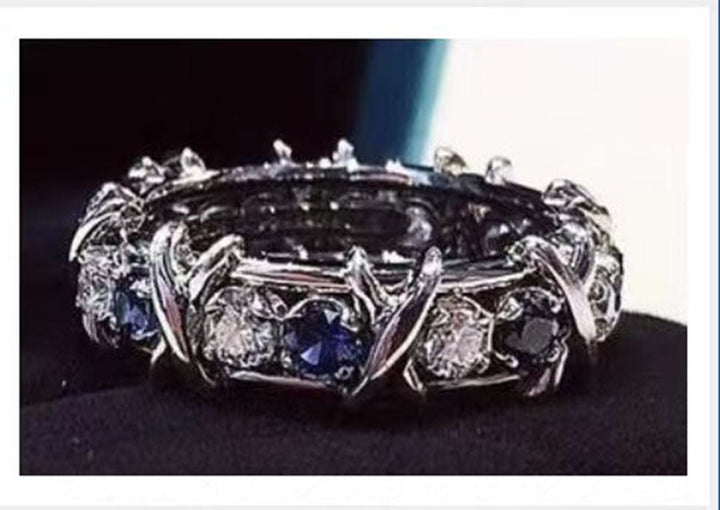 Jewelry new XO ring S925 silver body color separation plating row ring women's high-grade texture with diamonds