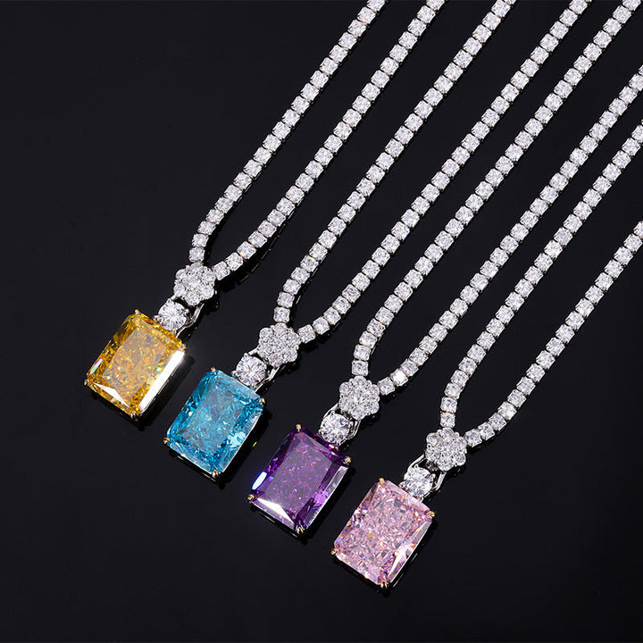 jewelry high carbon square box necklace S925 silver temperament luxury models 2025 distinctive