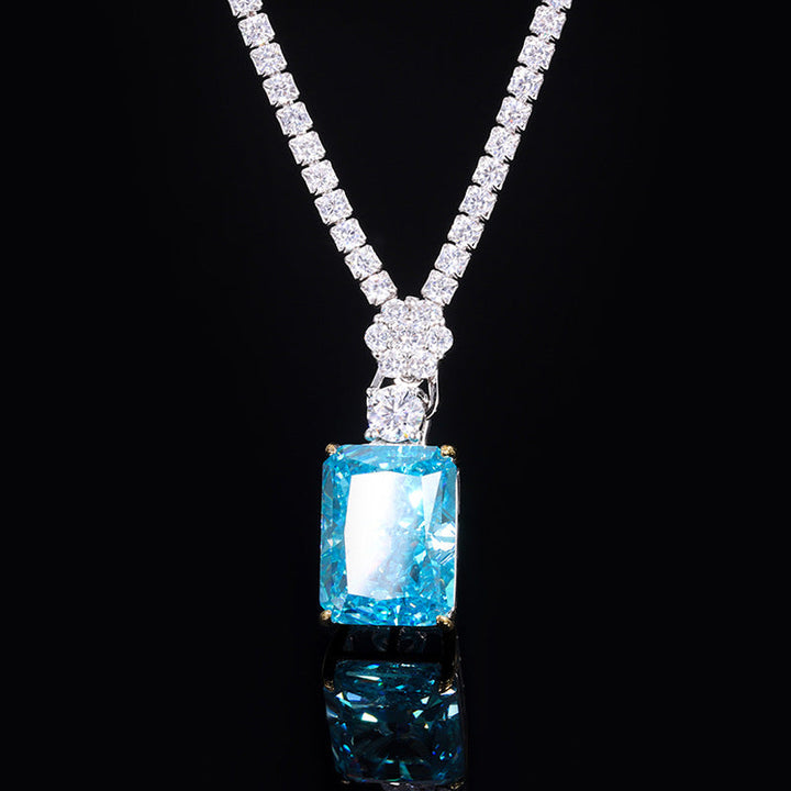 jewelry high carbon square box necklace S925 silver temperament luxury models 2025 distinctive