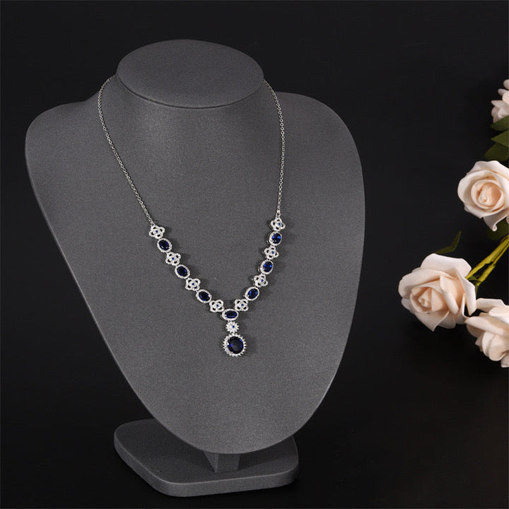 jewelry  Clover Necklace Women Premium Sense Jewelry Zirconia Water Drops Collarbone Chain