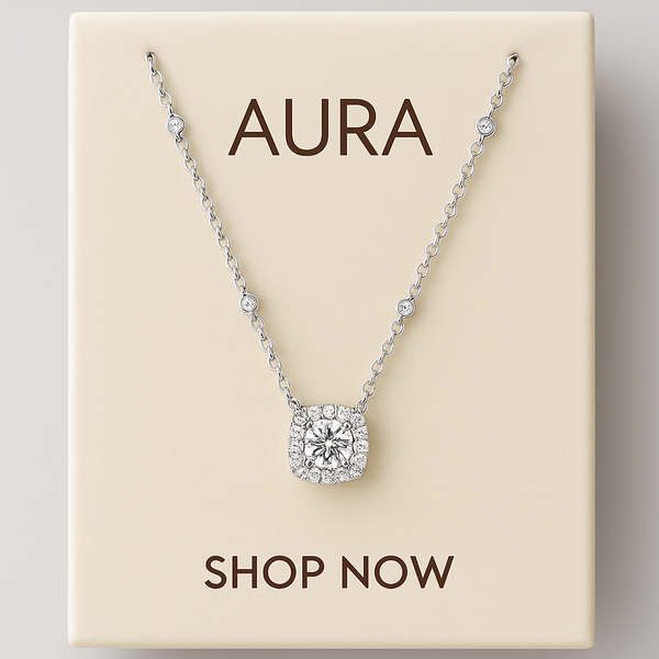 AURA Women's Solitaire Diamond Candy Cube Pendant Necklace