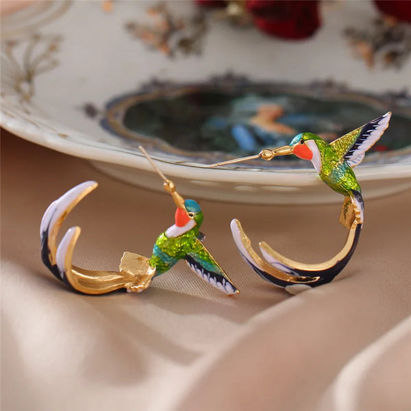 AURA Women's Earrings 3D Hummingbird
