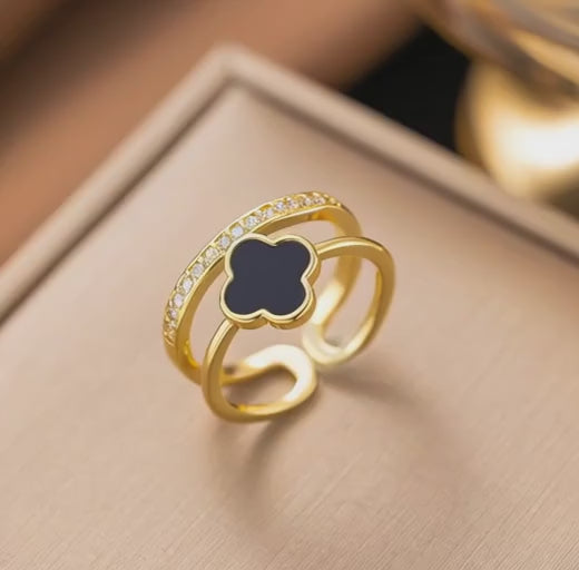 AURA Women's Simple four-leaf clover Beautiful ring